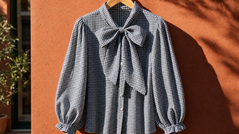 À 24,99 euros, la blouse H&M à carreaux et col lavallière remplace la chemise blanche dans les tenues d'octobre