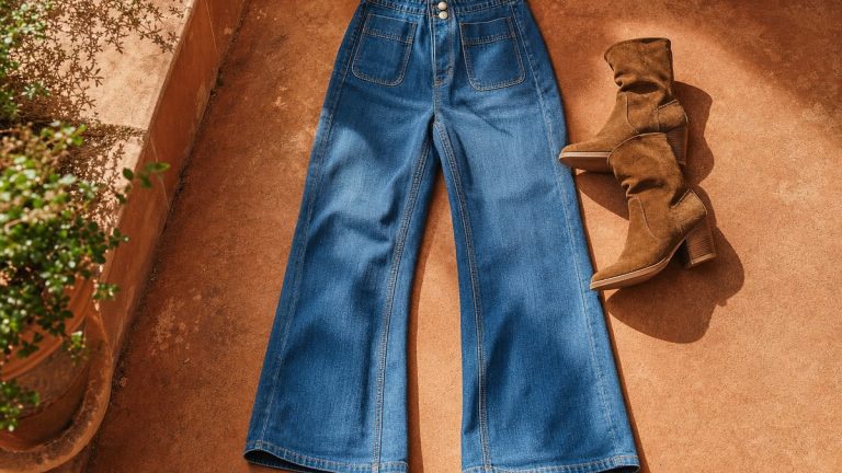 Chez Promod, un jean bootcut à 39,99 euros en 99 % coton mise sur les poches plaquées pour allonger la silhouette