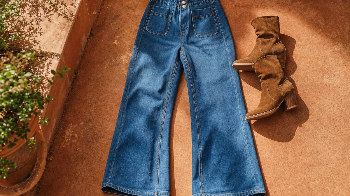Chez Promod, un jean bootcut à 39,99 euros en 99 % coton mise sur les poches plaquées pour allonger la silhouette