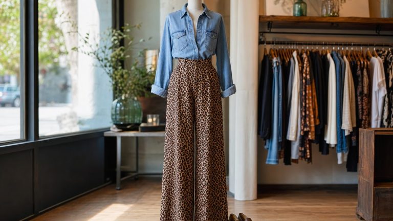 Cristina Cordula, 63 ans, porte le pantalon léopard avec une chemise en jean : la méthode simple pour la mi-saison