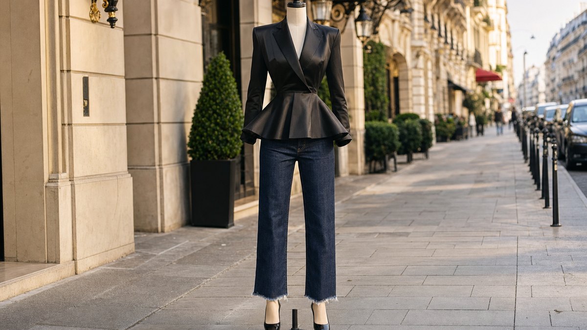 Devant son hôtel parisien, Céline Dion porte un jean droit et une veste péplum Givenchy qui change tout à 58 ans