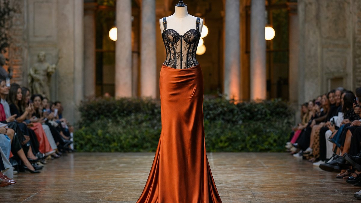 Irina Shayk rejoue une robe Versace de 1992 au Vogue World Milan 2026 : corset lacé, cuir et soie longue