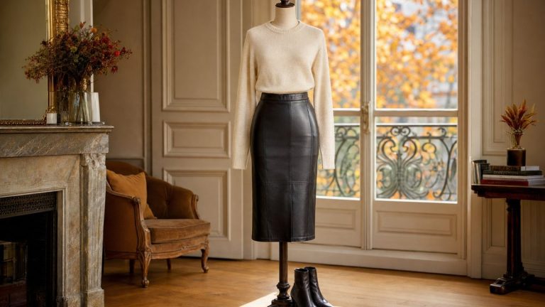 Jupe midi en cuir : la coupe fourreau qui s'arrête juste sous le genou domine les dressings après 50 ans cet automne