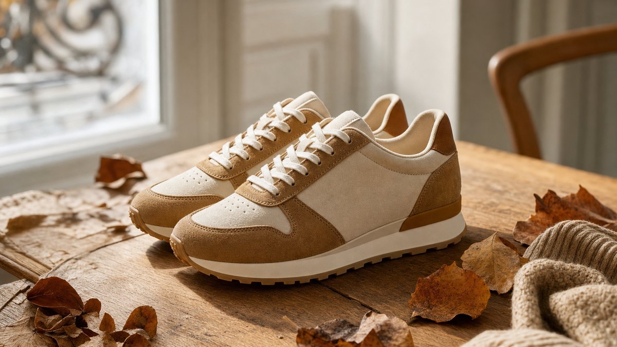 La basket 471 de Sézane et New Balance revient début octobre 2025 en blanc cassé et camel