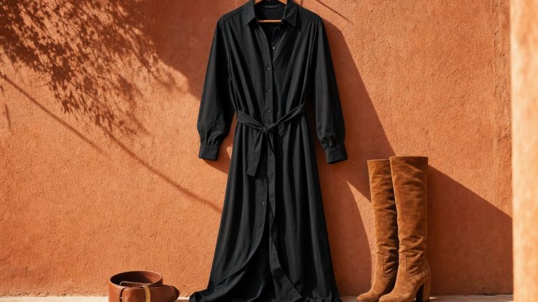 La robe chemise noire de Kiabi à 25 euros, notée 4,5 sur 5, s'impose comme la pièce facile de la rentrée