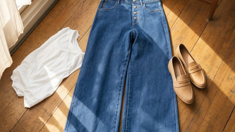 Le jean wide à 22 euros repéré chez Kiabi mise sur une patte de boutonnage décalée pour remplacer le jean droit