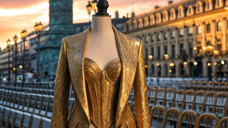Rihanna en tailleur doré au premier rang du défilé Matières Fécales, place de la République à Paris