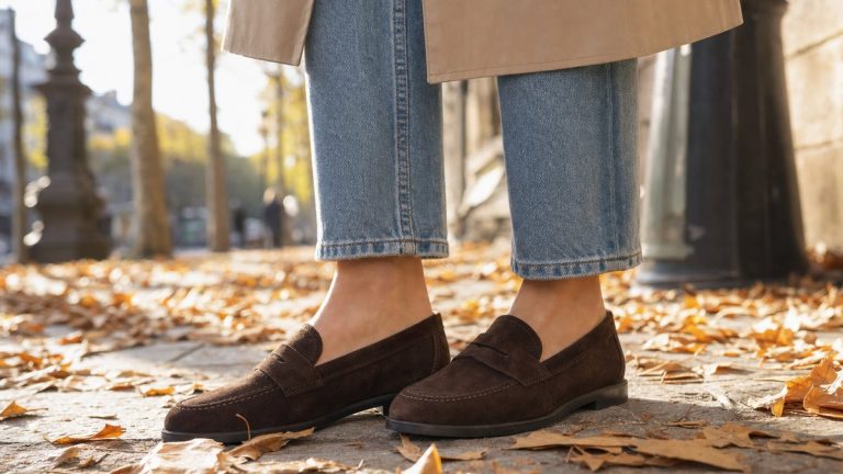 Sophie Davant, 63 ans, remplace ses baskets par des mocassins en daim, la chaussure plate qui domine l'automne 2026