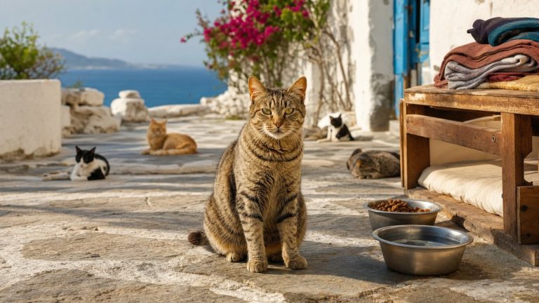 Sur l'île grecque de Syros, un logement gratuit contre 5 heures par jour auprès des chats errants du refuge