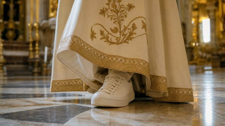 Une paire de Nike repérée sous les vêtements sacerdotaux du pape Léon XIV dans un documentaire tourné au Vatican