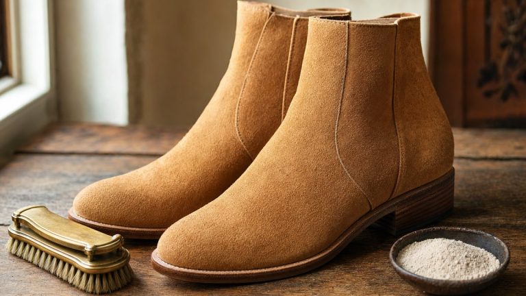 Une tache grasse sur vos bottines en daim : 12 heures de terre de Sommières et une brosse suffisent souvent