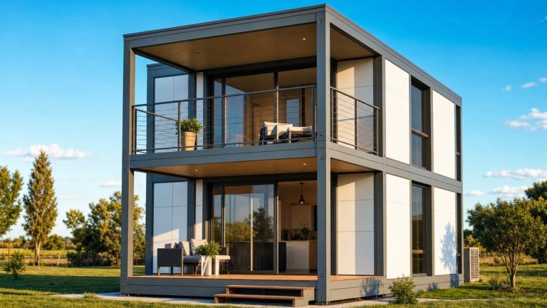 Vendue 15 910 euros sur Amazon, cette maison préfabriquée grimpe sur deux étages et propose jusqu'à quatre chambres