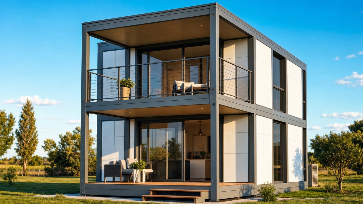 Vendue 15 910 euros sur Amazon, cette maison préfabriquée grimpe sur deux étages et propose jusqu'à quatre chambres