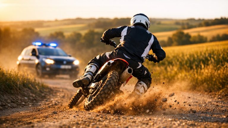 À 18 ans, il fuit les gendarmes à motocross à Fleurance dans le Gers : sa course s'arrête par une chute dans un virage serré