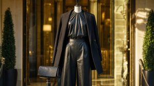À 26 septembre à Paris, Céline Dion quitte son hôtel en combinaison de cuir noir et blazer oversize porté en cape