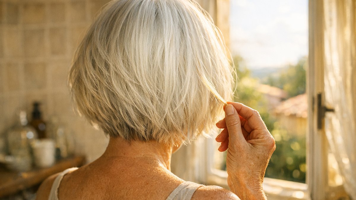 À 58 ans, elle arrête sa coloration près d'Avignon pour assumer son blanc : quatre mois plus tard, ses mèches claires virent au jaune paille