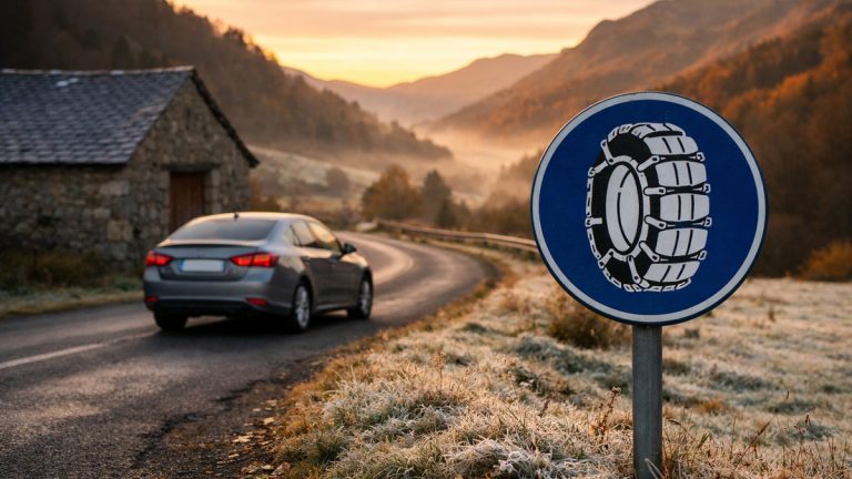 À 68 ans, Gérard prend la route du Cantal en pneus d'été : un panneau rond à l'entrée de la vallée l'arrête net sur le bas-côté