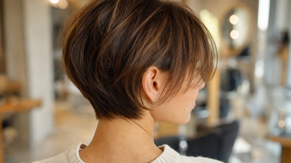 Après 45 ans, ce carré dégradé remplace le carré strict et redonne du volume aux cheveux fins, selon le coiffeur Raphaël Perrier