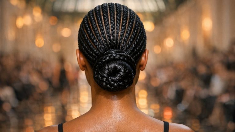 Au Grand Palais, Awar Odhiang troque son afro pour des cornrows en chignon bas au défilé Chanel printemps-été 2027