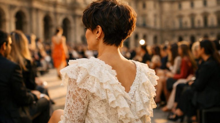 Au Louvre, le 6 octobre 2026, Zendaya a présenté une coupe pixie brune volontairement décoiffée au défilé Louis Vuitton printemps-été 2027