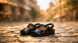 Babies Paula à 155 € : les chaussures Sézane vernies à double bride portées par Letizia d'Espagne dans les rues de Madrid