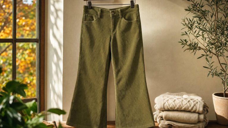 Ce pantalon bootcut en velours côtelé kaki à 29,99 euros chez Cache Cache remplace le jean bleu cet automne
