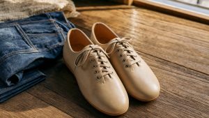 Ces chaussures en cuir beige à 49,99 euros chez Parfois remplacent les baskets blanches dans les looks d'automne