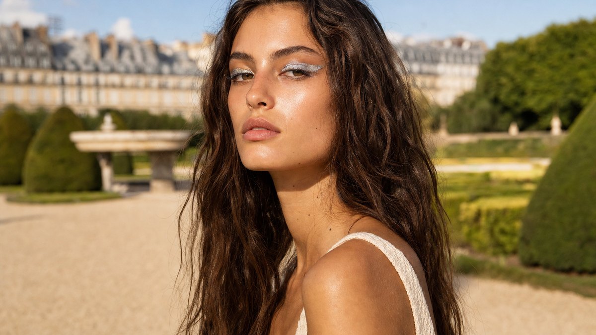 Défilé Dior aux Tuileries : un trait de liner argenté et des cheveux séchés à l'air libre pour l'été 2027