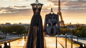 Défilé Saint Laurent face à la tour Eiffel : Laeticia Hallyday et Joy misent sur la dentelle et le satin