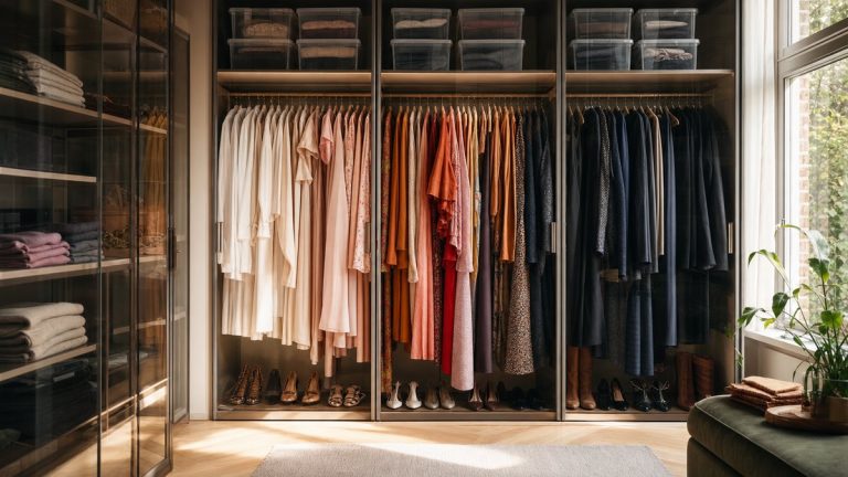Des cintres en velours identiques et un classement par couleur : les 4 gestes du dressing de Victoria Beckham à copier chez soi