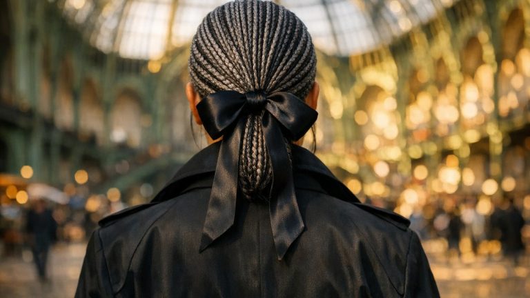 Des mini-tresses grises et un ruban noir : la coiffure de Carole Bouquet au défilé Chanel qui avait surpris tout le Grand Palais