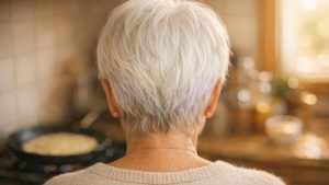 Elle arrête la coloration à 64 ans et adopte un shampoing violet : un mois plus tard, sa petite-fille remarque des reflets lilas sur ses tempes