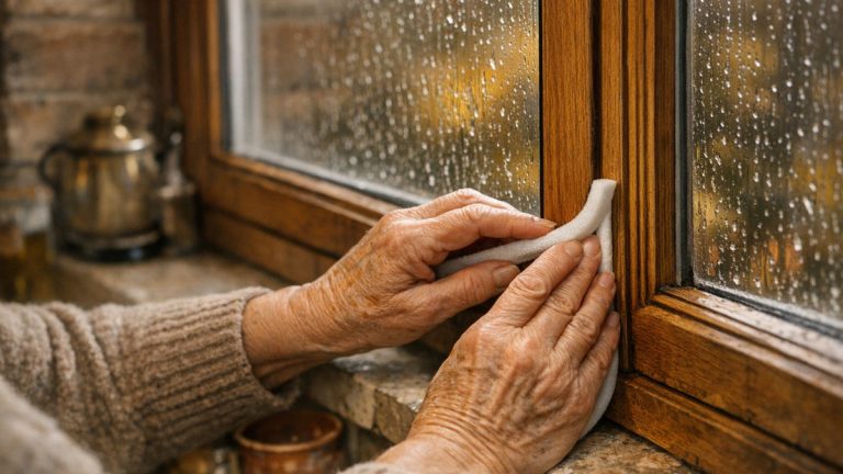 Elle calfeutre toutes les fenêtres de sa maison de Roubaix avant l'hiver : en décembre, des taches noires couvrent le mur derrière l'armoire
