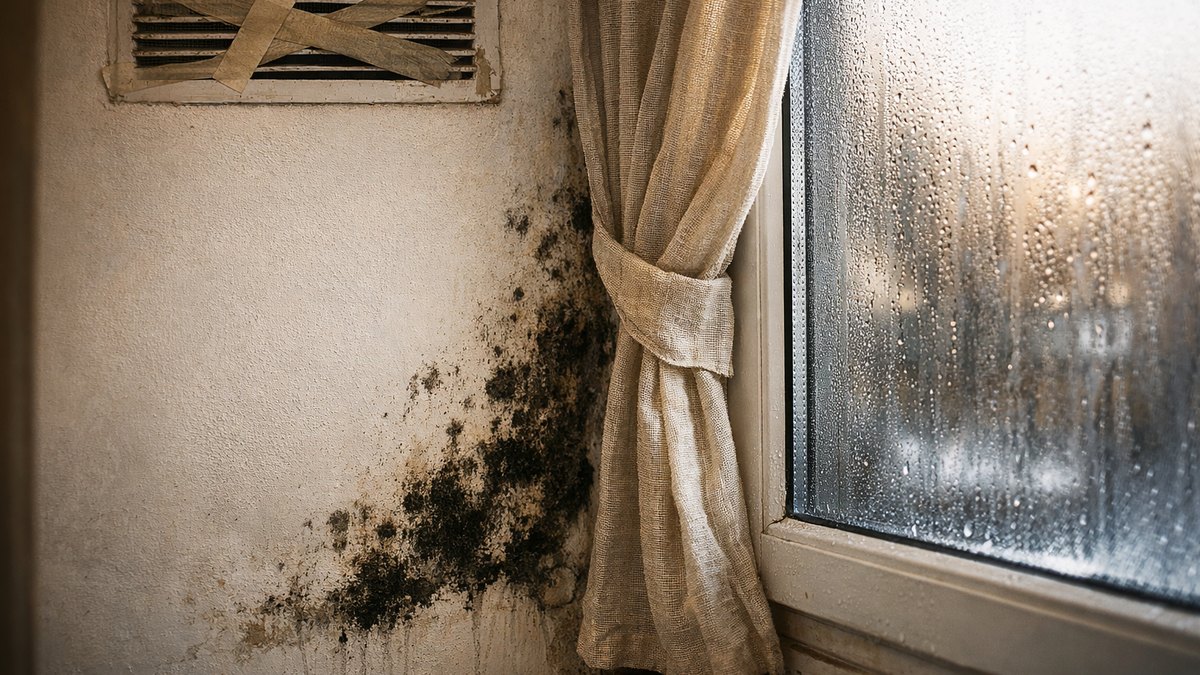 Elle calfeutre toutes ses fenêtres contre le froid de Besançon : en janvier, des taches noires grimpent derrière les rideaux du salon