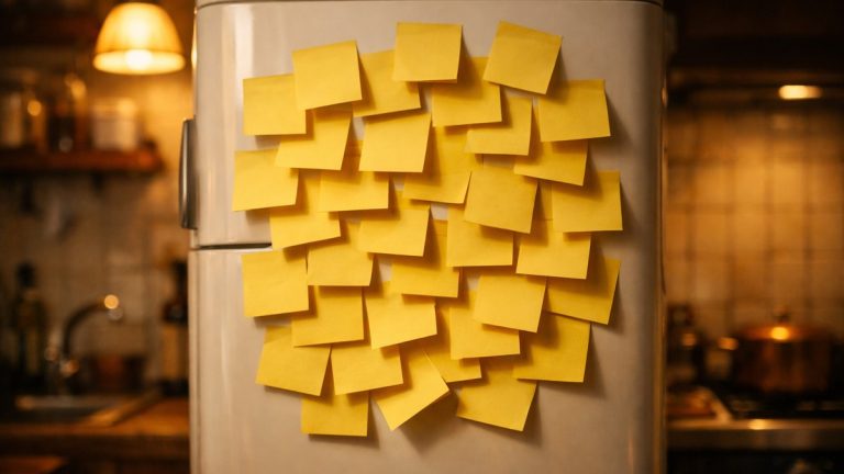 Elle colle ses post-it sur le frigo chaque soir à Mulhouse : une fois couchée, sa liste tourne encore une heure dans sa tête
