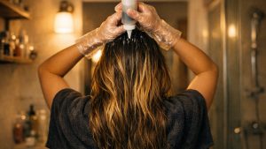 Elle couvre ses mèches blondes avec une coloration châtain achetée en pharmacie : deux semaines plus tard, ses longueurs prennent un reflet vert