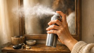 Elle espace ses shampooings avec une bombe de shampooing sec un jour sur deux : en octobre, son cuir chevelu rougit et la démange sans arrêt