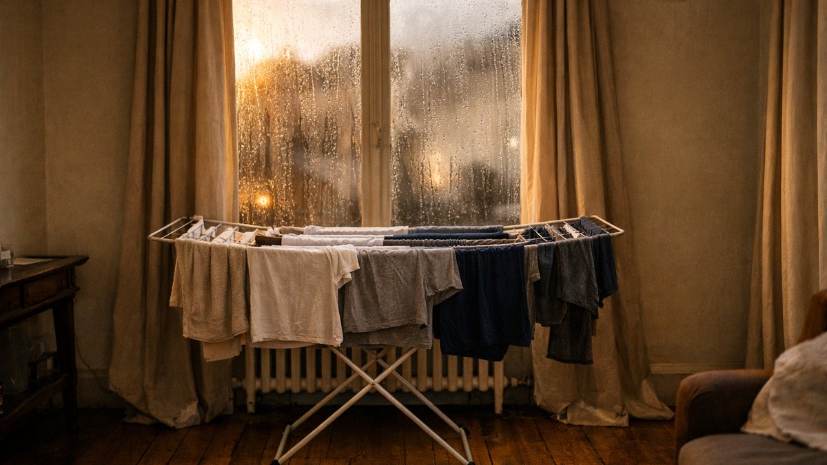 Elle étend chaque lessive dans son salon à Metz depuis six ans : en novembre, les angles du plafond grisent et ses vitres ruissellent