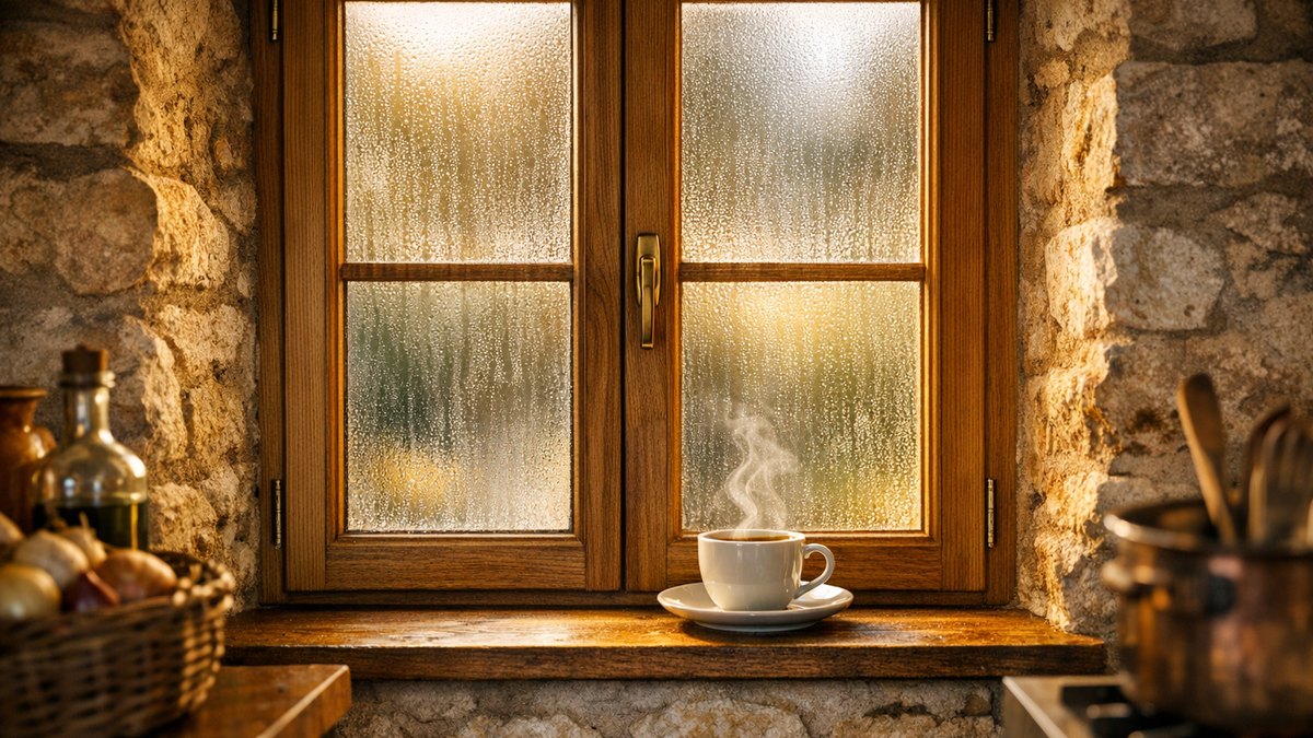 Elle fait poser du double vitrage neuf dans sa maison de campagne : chaque matin d'automne, la buée recouvre ses fenêtres, mais côté jardin