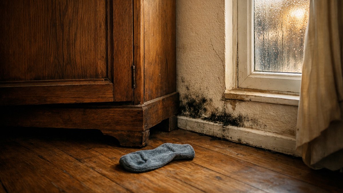 Elle garde ses fenêtres fermées tout l'automne pour payer moins de chauffage : en novembre, ce qu'elle trouve derrière l'armoire de sa chambre