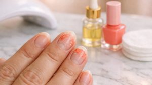 Elle garde son vernis semi-permanent de juin à septembre sans pause : en octobre, ses ongles se fendent au premier choc contre une porte