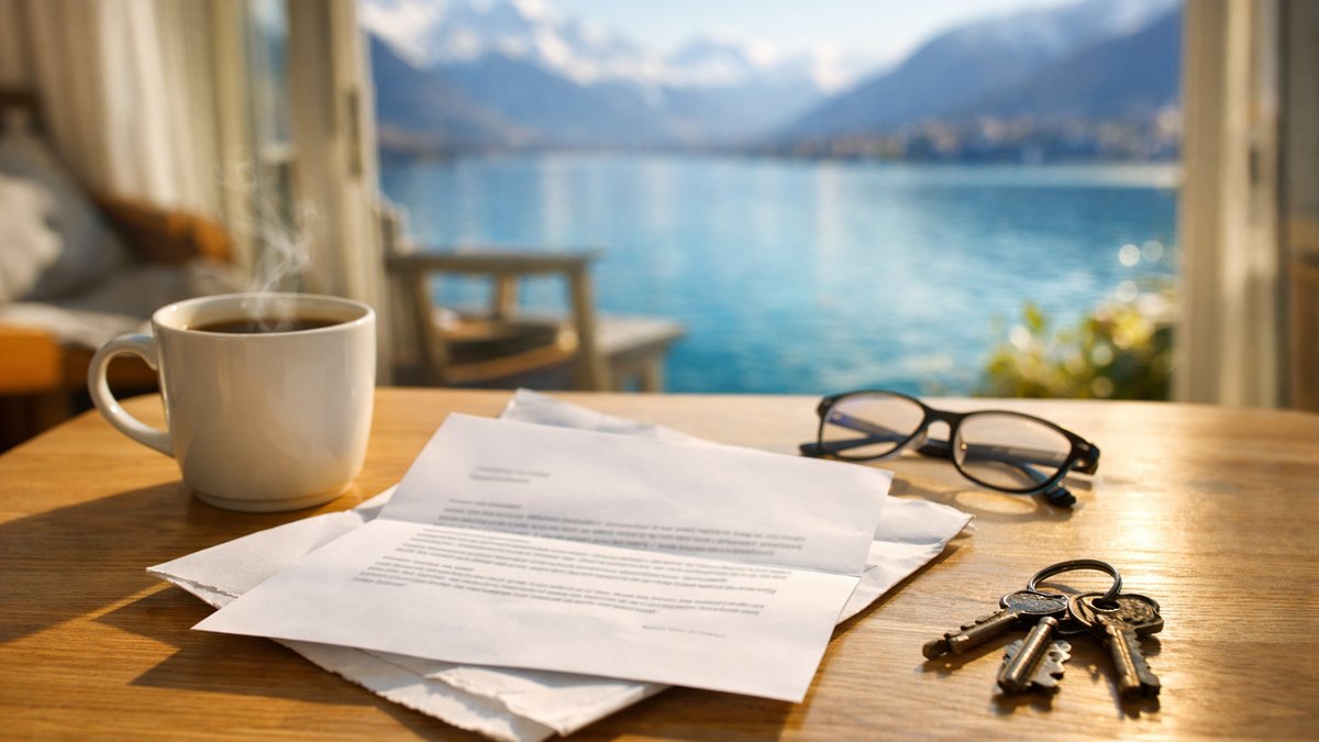 Elle hérite du petit studio que sa sœur louait près du lac d'Annecy : quelques mois plus tard, un courrier de sa caisse de retraite change tout