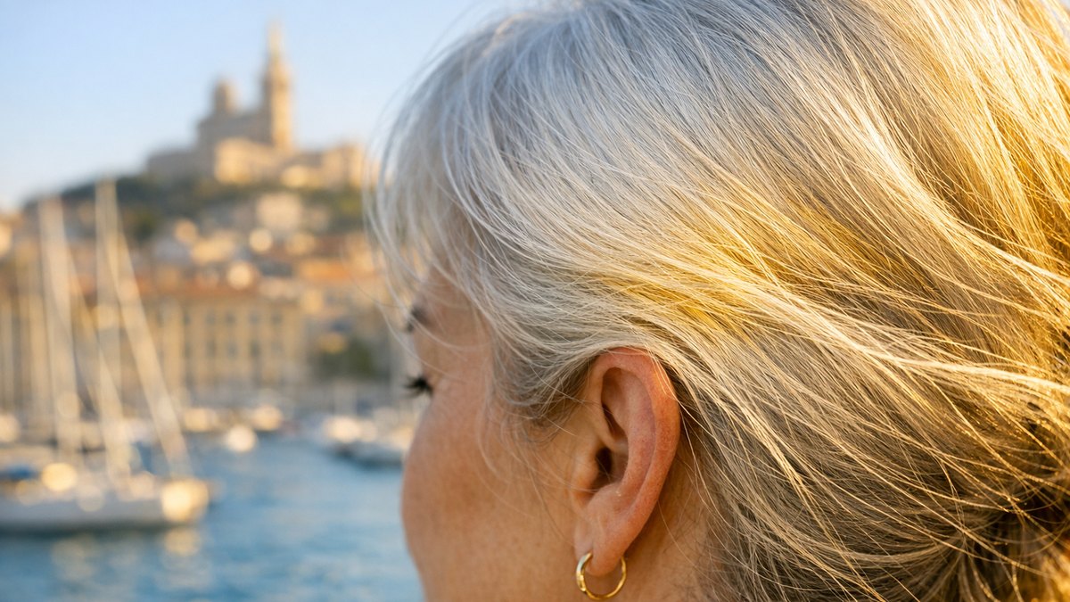 Elle laisse pousser ses cheveux blancs tout l'été à Marseille : en octobre, sa sœur remarque une teinte jaune paille sur ses tempes