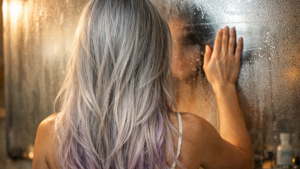 Elle passe au shampooing violet à chaque lavage près de Caen : en décembre, ses longueurs grises prennent une teinte lilas qui ne part plus