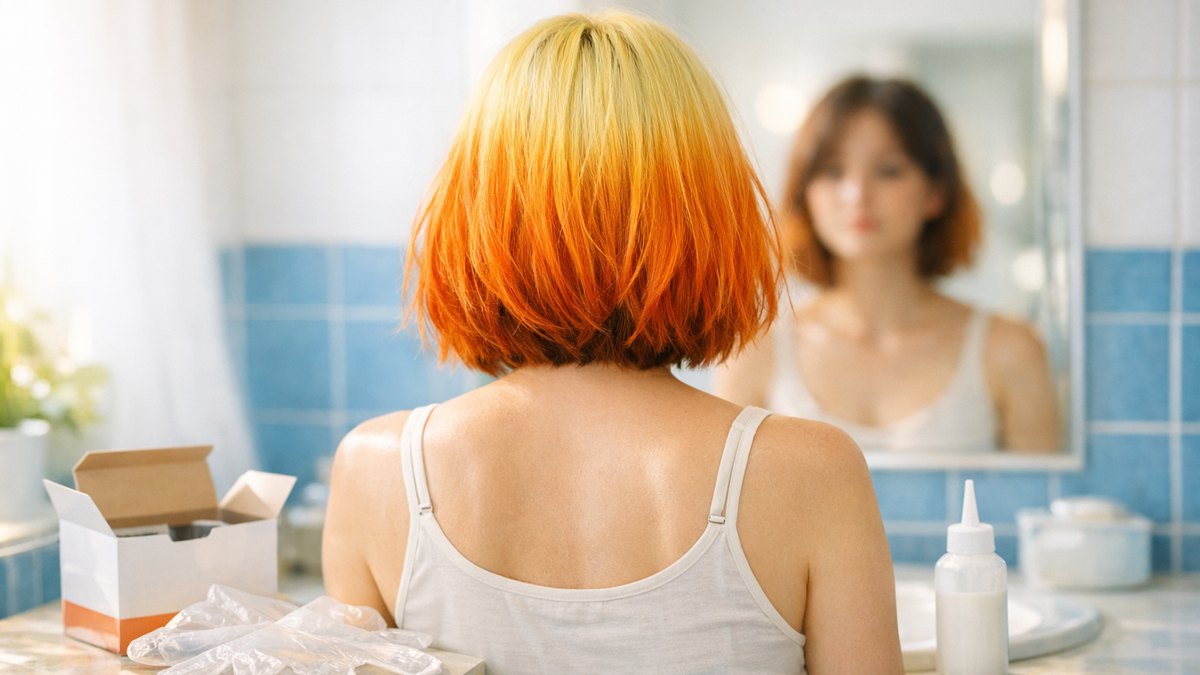 Elle passe du châtain au blond dans sa salle de bains à Lille : ses racines sortent jaune clair, ses longueurs virent au carotte
