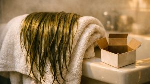 Elle passe du henné à une coloration châtain du supermarché : ses longueurs chauffent sous la serviette et virent au vert kaki en vingt minutes