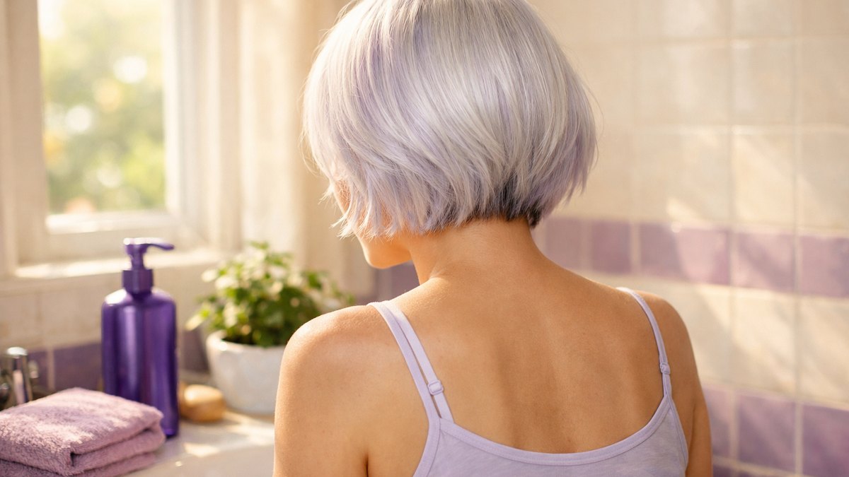 Elle passe un shampoing violet à chaque lavage pour garder ses cheveux blancs : un mois plus tard, sa voisine lui parle d'une couleur lilas