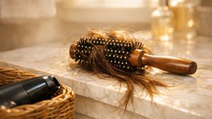 Elle range son sèche-cheveux pour protéger ses longueurs tout l'été : à l'automne, ses pointes cassent comme jamais, et la brosse se remplit chaque matin
