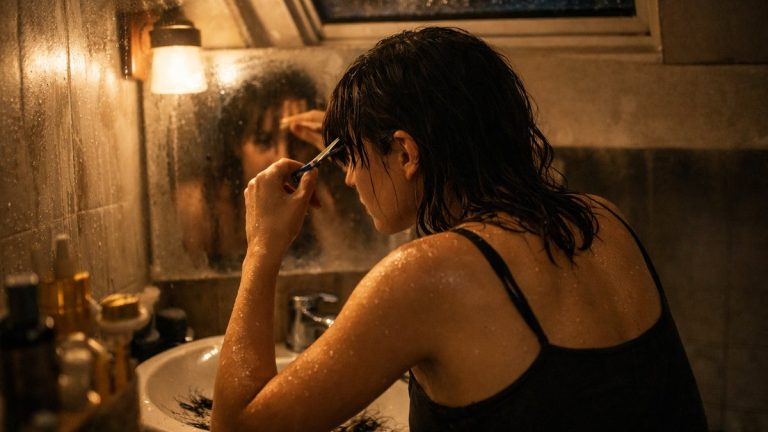 Elle recoupe sa frange encore humide un dimanche soir à Brest : le lendemain matin, deux centimètres ont disparu au-dessus de ses sourcils