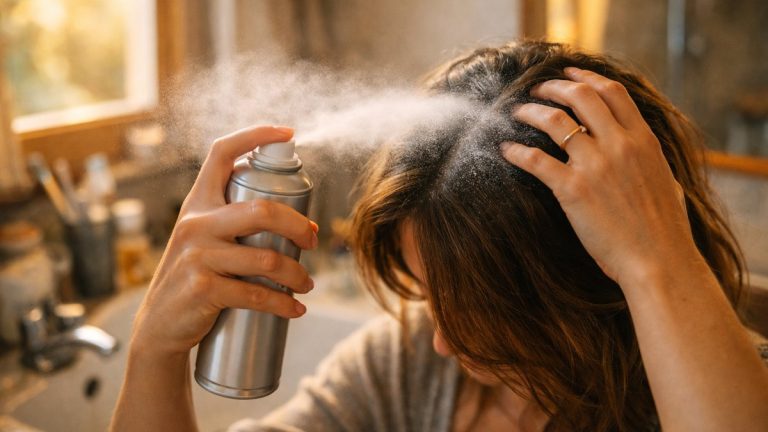 Elle remplace un shampoing sur deux par une bombe de poudre : en octobre, son cuir chevelu gratte et ses racines graissent dès le matin